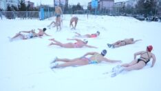 Fenerbahçeli yüzücülere, eksi 12 derecede karda şok programı