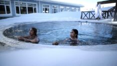 Kar üstünde hamam sefası