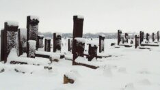 Selçuklu Meydan Mezarlığı beyaza büründü