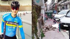 Genç bisikletçi, kaldırımda yürürken tuğlaların altında kaldı