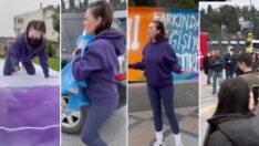 8 Mart öncesi Demet Evgar’dan tek kişilik protesto