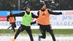 Beşiktaş, Galatasaray maçına kar altında hazırlandı