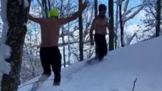 Dondurucu soğukta kar banyosu yaptılar