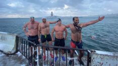 Üsküdar’da dondurucu soğukta deniz keyfi!