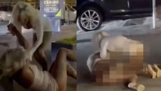 İngiliz genç mankenler gece kulübü önünde birbirine girdi