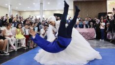 Judo antrenörü gelin, düğünde damadı yerden yere vurdu