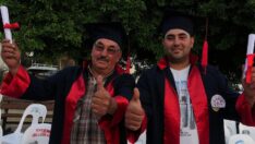 Baba-oğul birlikte mezun oldu