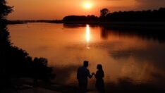 Meriç Nehri’nde seyrine doyumsuz gün batımı