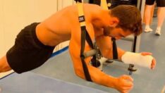 Milli cimnastikçi İbrahim Çolak, eli kırılmasına rağmen çalışmalara ara vermedi