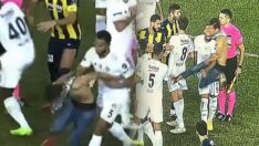 Ankaragücü Beşiktaş maçında skandal! Bir holigan Beşiktaşlı futbolculara tekme attı