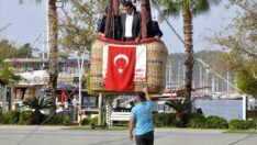 Muhtarlar ilk defa sıcak hava balonuna bindi