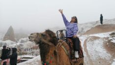 Kapadokya’da kar ve sis manzarası