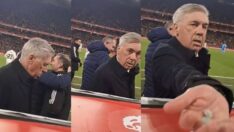 Carlo Angelotti’den sakız isteyen taraftara jest