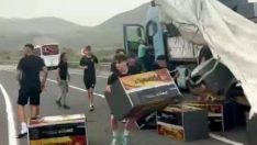 Tır şoförünün imdadına genç futbolcular yetişti