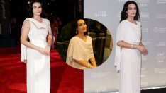 Esra Bilgiç Katar’da film festivaline katıldı! Bembeyaz bir kuğu gibi geceye damga vurdu