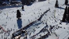 Uludağ’da kar kalığını 68 cm telesiyej sırası 100 metre